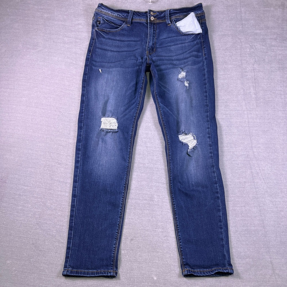 KanCan Distressed Mid Rise Skinny Jeans Women 15 31 Blue Denim KC6072M